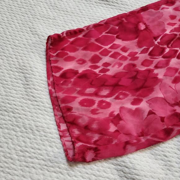 Pink Flowy Lightweight Floral Patterned Wide Leg Summer Pants - Picture 3 of 7